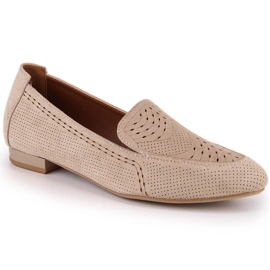 Mocassins femme en daim ajouré beige Jezzi ASA151-18