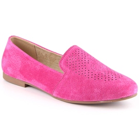 Slip-on confortables en cuir suédé fuchsia S.Barski LR29515 rose