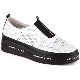 Slip-on confortables en cuir ajouré argent S.Barski LR29089