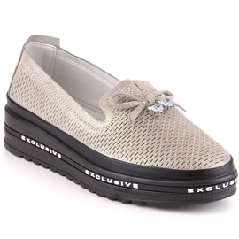 S.Barski AL22400 chaussures confortables à enfiler en cuir doré pour femmes