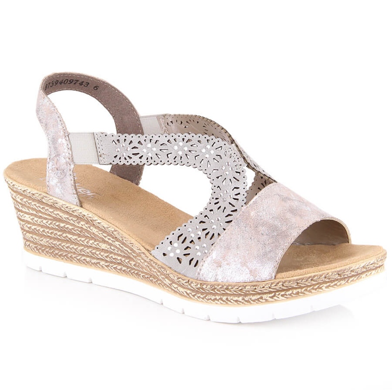 Sandales à enfiler confortables pour femmes avec élastique Rieker 61916-91 multicolore Sandales à enfiler confortables pour femmes avec élastique Rieker 61916-91 multicolore