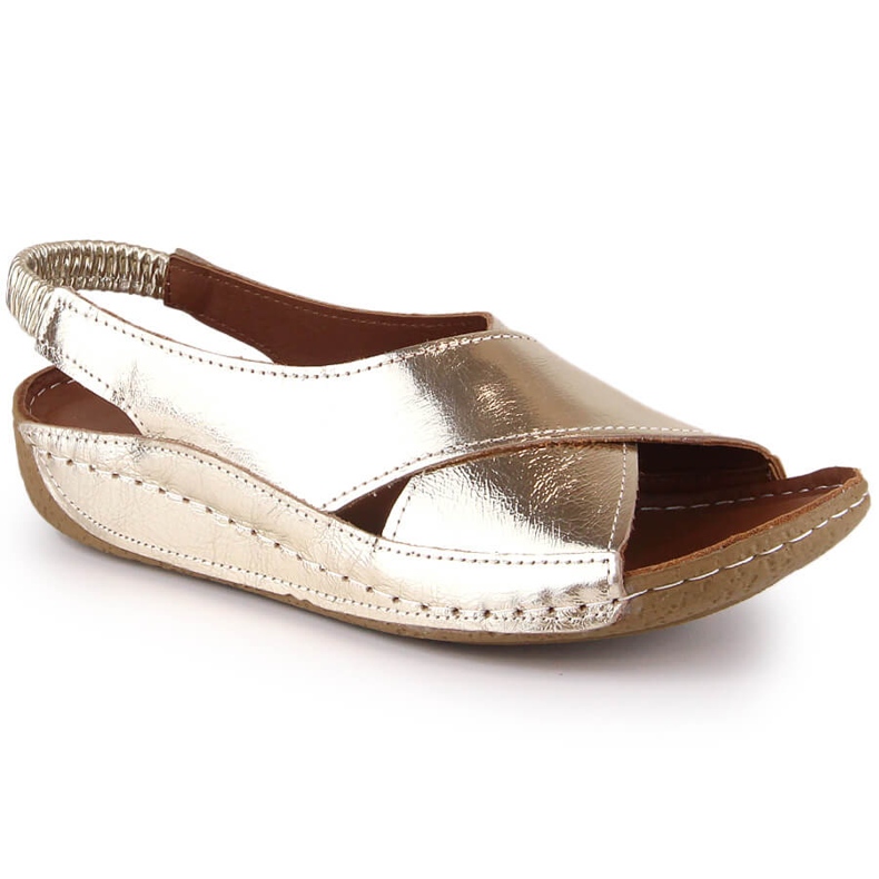 Sandales à enfiler en cuir verni pour femme or T.Sokolski L22-1001 d'or