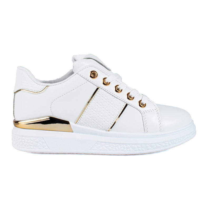 Chaussures de sport femme blanches et dorées Baskets Shelovet Chaussures de sport femme blanches et dorées Baskets Shelovet