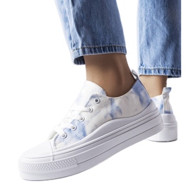 Baskets blanches et bleues Rocheleau
