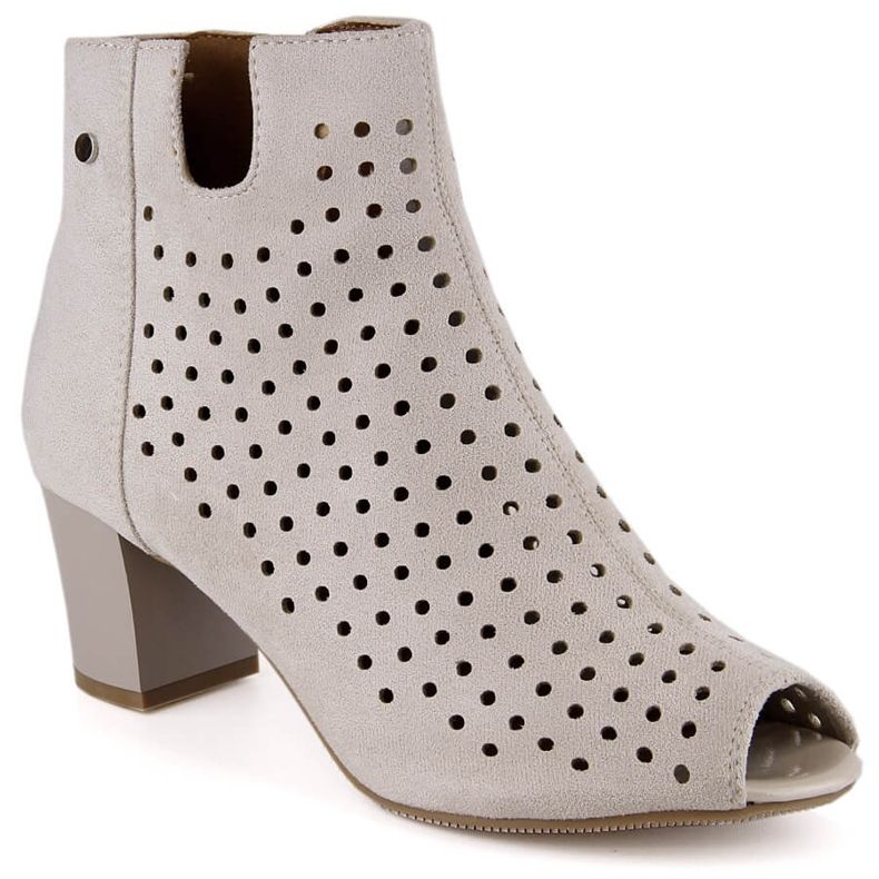 Bottines peep toe femme daim ajourées printemps beige Jezzi ASA169-7