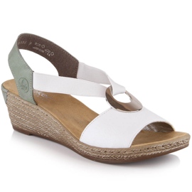 Sandales compensées confortables pour femmes Rieker 624H6-80 blanc
