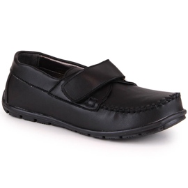 Mocassins habillés garçon avec velcro noir Kornecki 6804