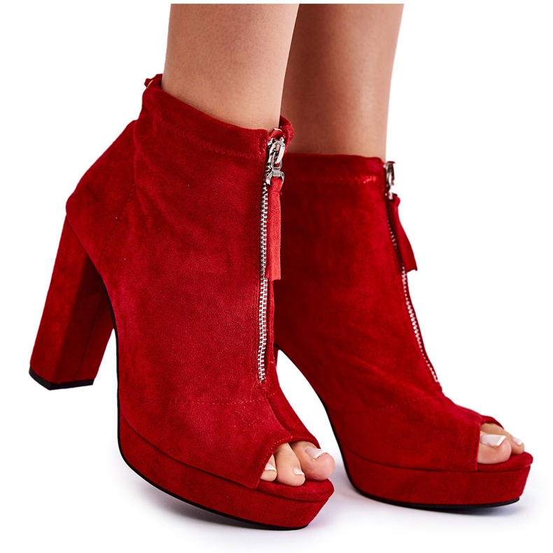 WS1 Bottines en daim sur une fermeture éclair Donnita rouge