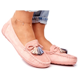 Mocassins En Daim Pour Femme Avec Franges 20PB35-2003 Rose