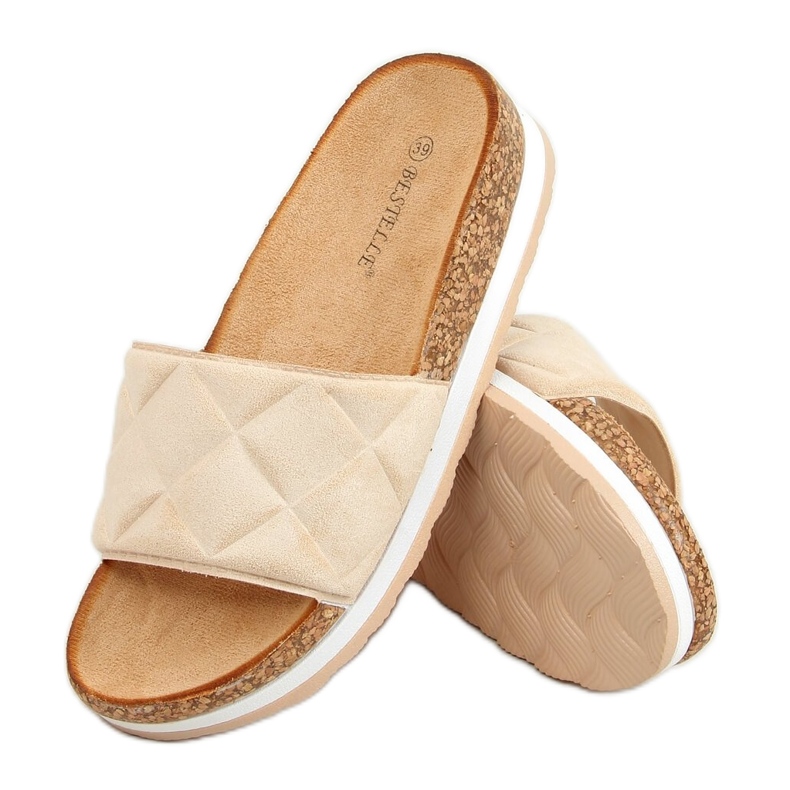 Babouches Bahr en liège beige