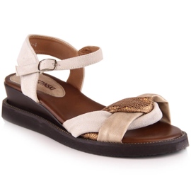 M. DASZYŃSKI Sandales compensées femme beige M.Daszyński MR2267-4