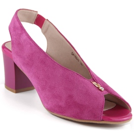 M. DASZYŃSKI Sandales à enfiler en suède fuchsia M.Daszyński SA169-6 rose