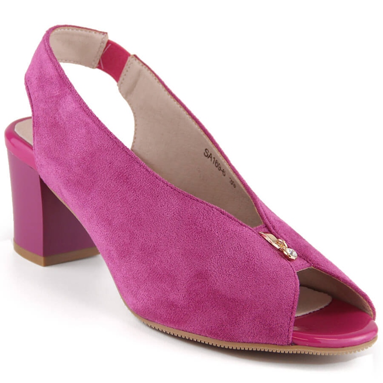 M. DASZYŃSKI Sandales à enfiler en suède fuchsia M.Daszyński SA169-6 rose