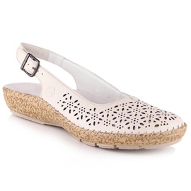 Sandales ajourées confortables en cuir beige Rieker 44861-60