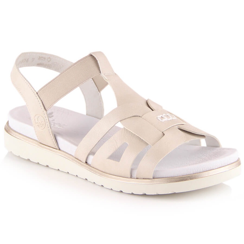 Sandales à enfiler confortables pour femmes avec élastique écru Rieker V5052-80 beige