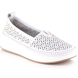 Filippo DP4555 slip-on en cuir ajouré blanc