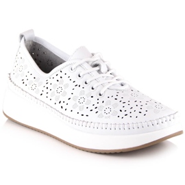 Chaussures de sport en cuir pour femmes sur la plate-forme blanche ajourée Filippo DP4606