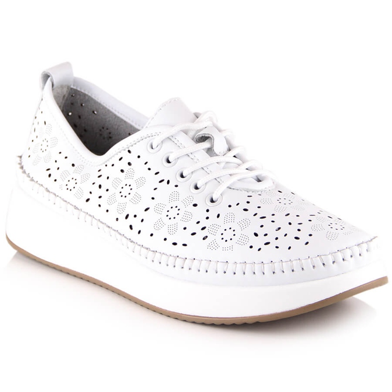 Chaussures de sport en cuir pour femmes sur la plate-forme blanche ajourée Filippo DP4606