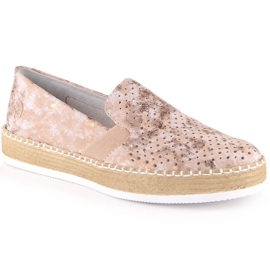 Chaussures à enfiler confortables en or rose ajouré pour femmes Rieker L7852-31 doré