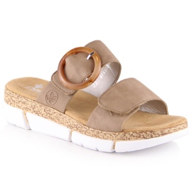 Pantoufles velcro confortables pour femmes beige Rieker V2392-62