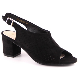 Sandales femme daim noir ajouré Potocki LE20003 le noir