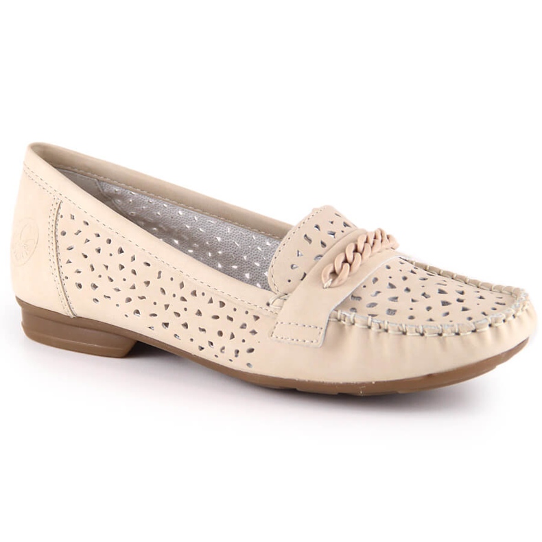 Mocassins ajourés confortables pour femmes Rieker 40068-60 beige