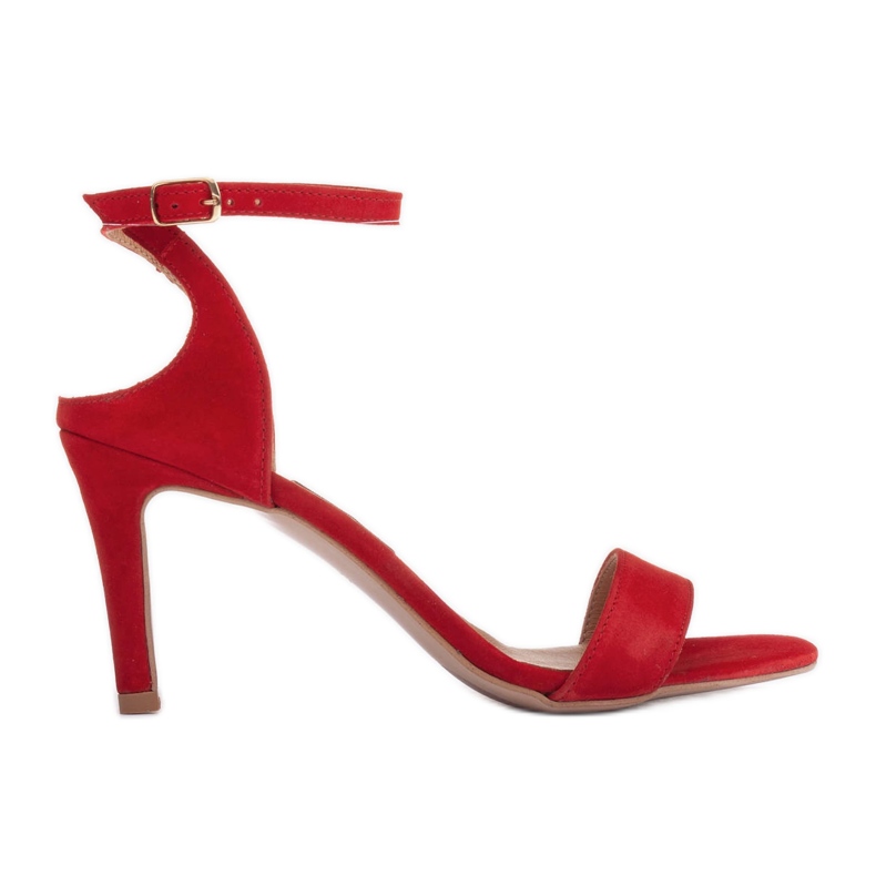 Marco Shoes Sandales élégantes en daim naturel rouge Marco Shoes Sandales élégantes en daim naturel rouge