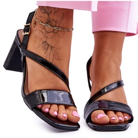 Sandales Laquées à Talon pour Femme Noir Carrie