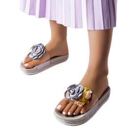 Tongs grises à tige transparente Hétu