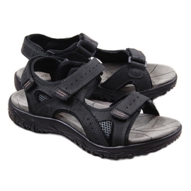 McKeylor 8654 sandales pour hommes en cuir noir avec velcro