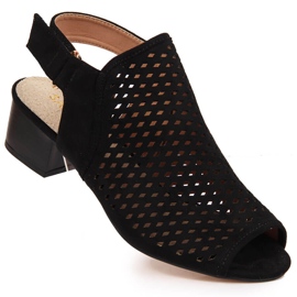 Sandales ajourées pour femmes noires Sabatina DM19-27 le noir