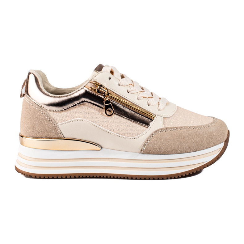 Baskets à plateforme beiges et dorées Shelovet