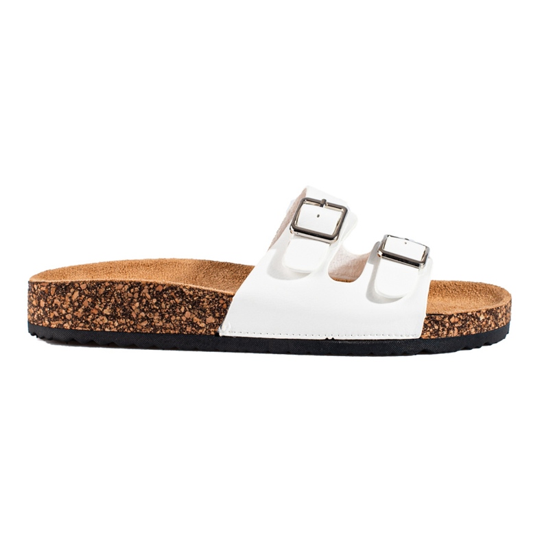 Claquettes femme blanches à boucles Shelovet