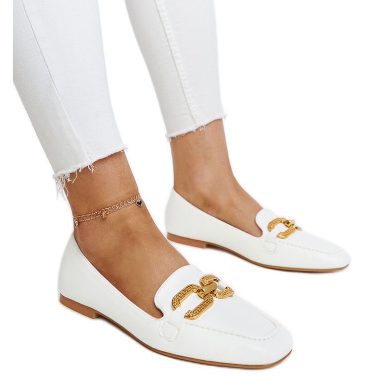 Mocassins à boucle blanc Rousseau blanche