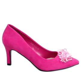 PA1 Clous Breinne Fuchsia en daim avec pierres rose