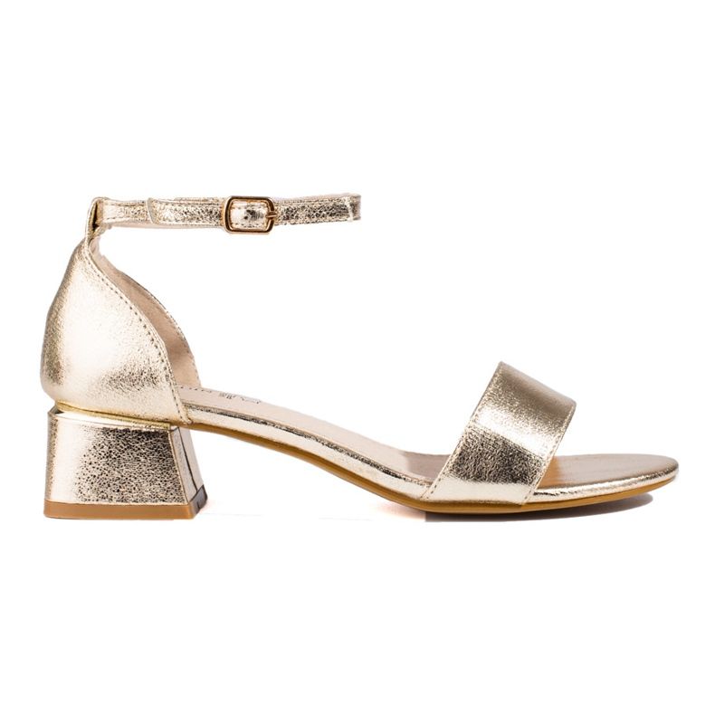 Sandales à talons bas Shelovet pour femmes d'or
