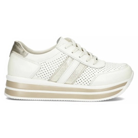 Baskets en cuir pour femmes sur la plate-forme blanc Filippo blanche