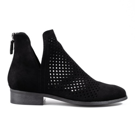 W. Potocki Boots femme printemps ajourées Potocki daim noir le noir