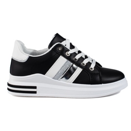 Chaussures de sport femme baskets Shelovet noires et blanches