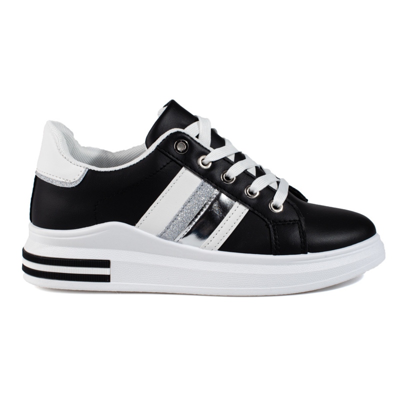 Chaussures de sport femme baskets Shelovet noires et blanches le noir