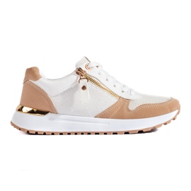 Chaussures de sport confortables pour femmes en blanc et beige Shelovet