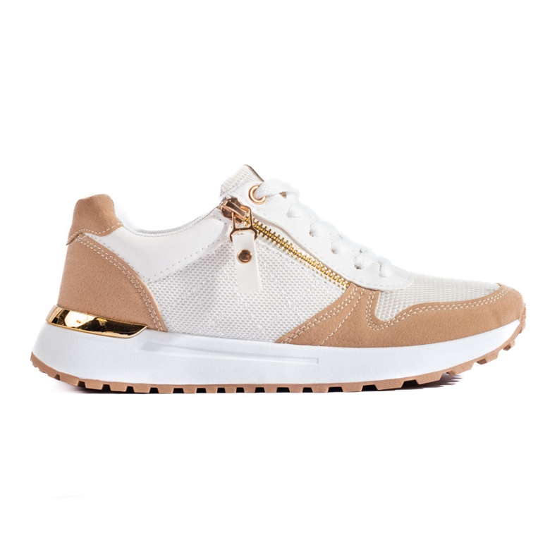 Chaussures de sport confortables pour femmes en blanc et beige Shelovet blanche Chaussures de sport confortables pour femmes en blanc et beige Shelovet blanche