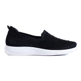 Chaussures à enfiler en tissu noir avec clous de Shelovet le noir Chaussures à enfiler en tissu noir avec clous de Shelovet le noir