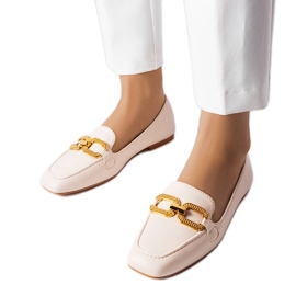 Mocassins beiges à boucle Rousseau