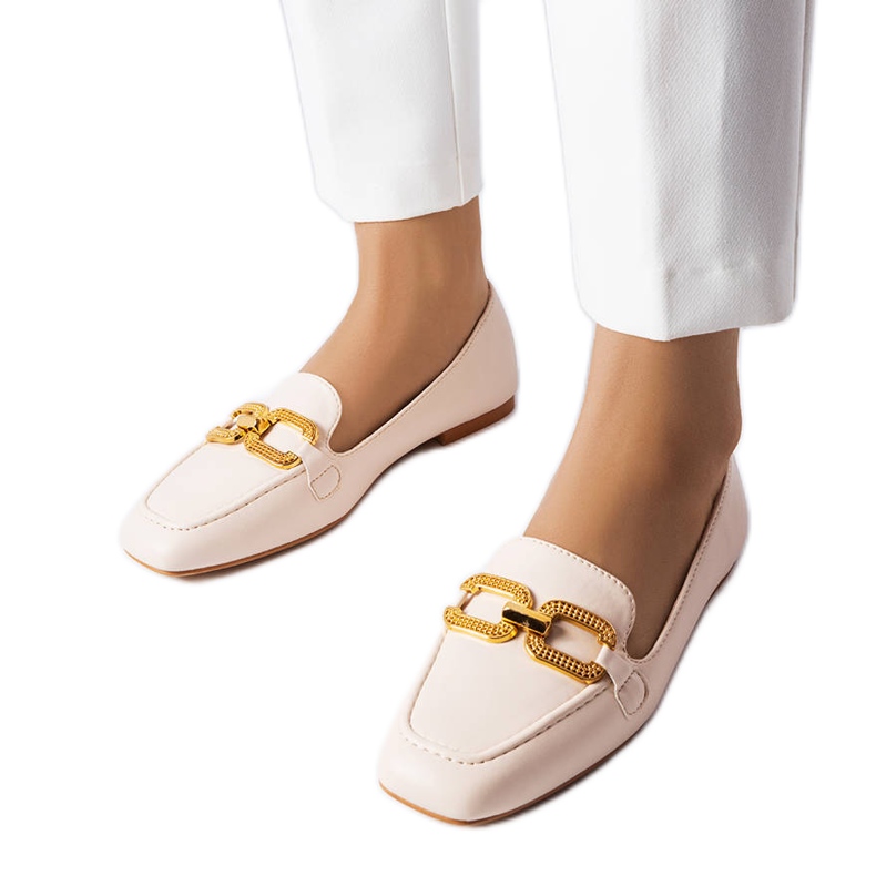 Mocassins beiges à boucle Rousseau