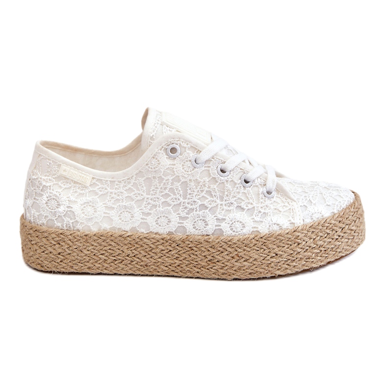Baskets à plateforme tressées Big Star pour femmes LL274199 Blanc blanche