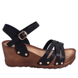 Sandales compensées noires le noir