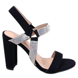 Sandales sur tige avec zircons cubiques Nikita Black noir