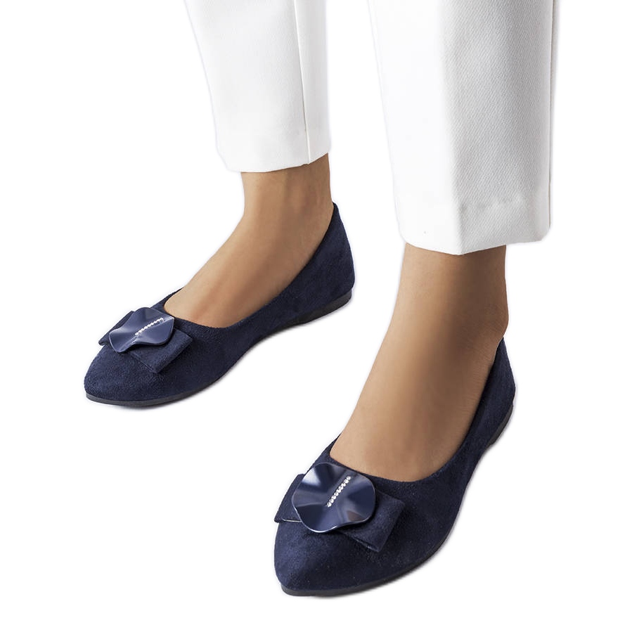 Ballerines bleu marine ornees de strass Remy