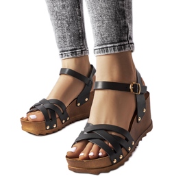 Sandales compensées noires Audric